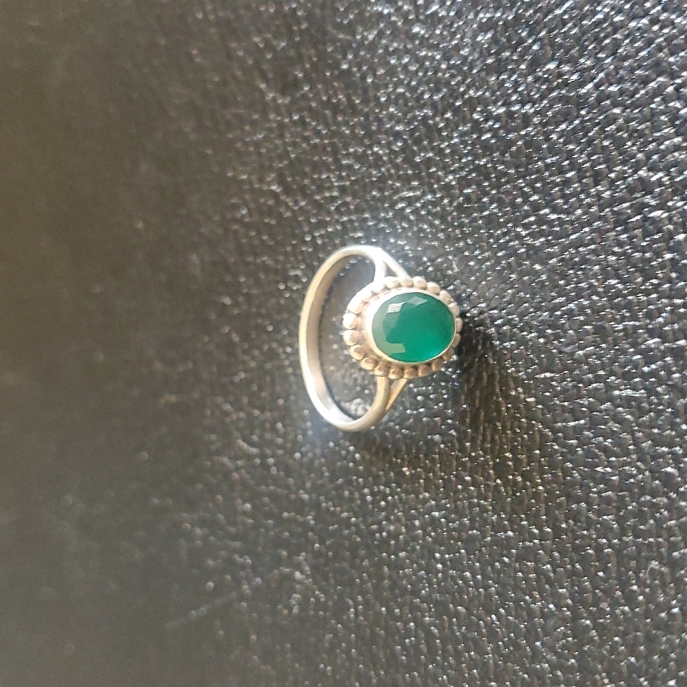 Emerald stainless steel ring